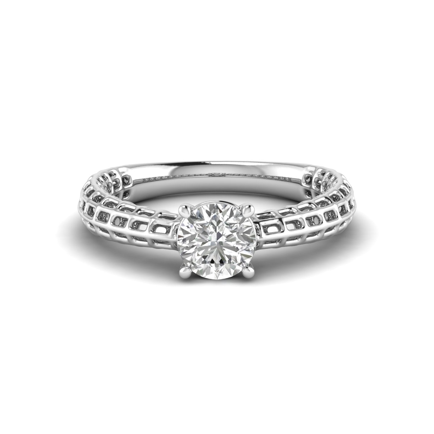 White Gold Studded 1.036 Carat Lab Grown Diamond Ring-F Color VS1 Clarity.